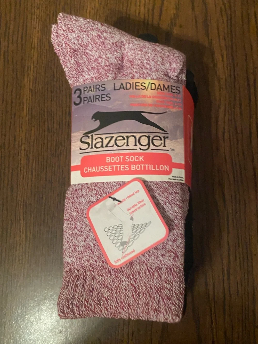 Slazenger Ladies' Boot Socks - Pink Heather (3 Pairs)